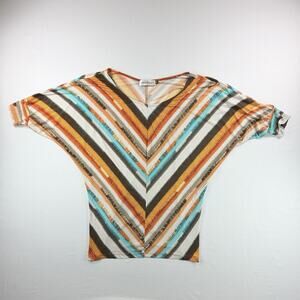 veronicam. Women's Multicolor Chevron Print V-Neck Top Size Medium New